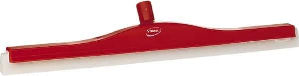 Vikan - 24" Foam Rubber Blade Floor Squeegee - Double Edge, Red, Plastic Holder - Best Tool & Supply