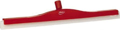 Vikan - 24" Foam Rubber Blade Floor Squeegee - Double Edge, Red, Plastic Holder - Best Tool & Supply