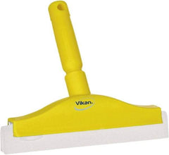 Vikan - 10" Foam Rubber Blade Bench Squeegee - Double Edge, Yellow, Plastic Holder - Best Tool & Supply