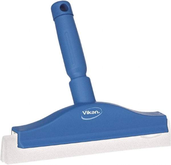 Vikan - 10" Foam Rubber Blade Bench Squeegee - Double Edge, Blue, Plastic Holder - Best Tool & Supply