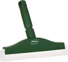 Vikan - 10" Foam Rubber Blade Bench Squeegee - Double Edge, Green, Plastic Holder - Best Tool & Supply