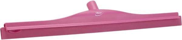 Vikan - 24" Rubber Blade Floor Squeegee - Double Edge, Pink, Plastic Holder - Best Tool & Supply