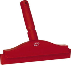 Vikan - 10" Rubber Blade Floor Squeegee - Double Edge, Red, Plastic Holder - Best Tool & Supply