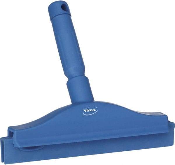 Vikan - 10" Rubber Blade Floor Squeegee - Double Edge, Blue, Plastic Holder - Best Tool & Supply