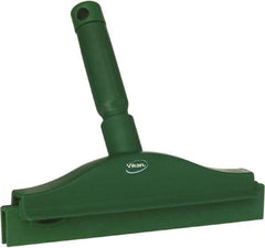 Vikan - 10" Rubber Blade Floor Squeegee - Double Edge, Green, Plastic Holder - Best Tool & Supply