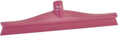 Vikan - 15-3/4" Rubber Blade Floor Squeegee - Single Edge, Pink, Plastic Holder - Best Tool & Supply