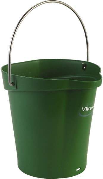 Vikan - 1-1/2 Gal, Polypropylene Round Green Single Pail with Pour Spout - Handle Included - Best Tool & Supply