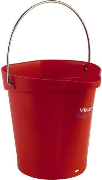 Vikan - 1-1/2 Gal, Polypropylene Round Red Single Pail with Pour Spout - Handle Included - Best Tool & Supply