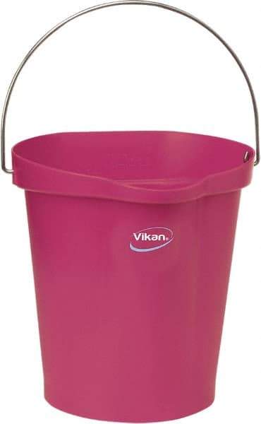 Vikan - 3 Gal, Polypropylene Round Pink Single Pail with Pour Spout - Handle Included - Best Tool & Supply