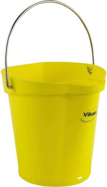 Vikan - 1-1/2 Gal, Polypropylene Round Yellow Single Pail with Pour Spout - Handle Included - Best Tool & Supply