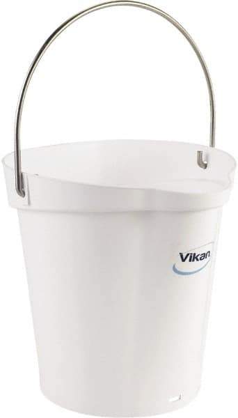 Vikan - 1-1/2 Gal, Polypropylene Round White Single Pail with Pour Spout - Handle Included - Best Tool & Supply