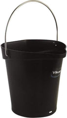 Vikan - 1-1/2 Gal, Polypropylene Round Black Single Pail with Pour Spout - Handle Included - Best Tool & Supply