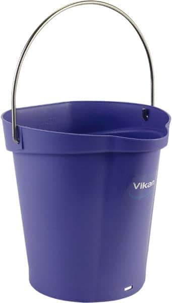 Vikan - 1-1/2 Gal, Polypropylene Round Purple Single Pail with Pour Spout - Handle Included - Best Tool & Supply