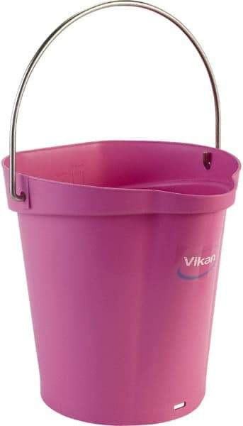 Vikan - 1-1/2 Gal, Polypropylene Round Pink Single Pail with Pour Spout - Handle Included - Best Tool & Supply