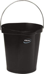 Vikan - 3 Gal, Polypropylene Round Black Single Pail with Pour Spout - Handle Included - Best Tool & Supply