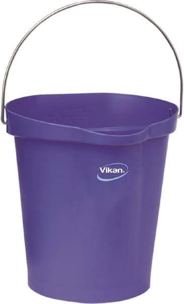 Vikan - 3 Gal, Polypropylene Round Purple Single Pail with Pour Spout - Handle Included - Best Tool & Supply