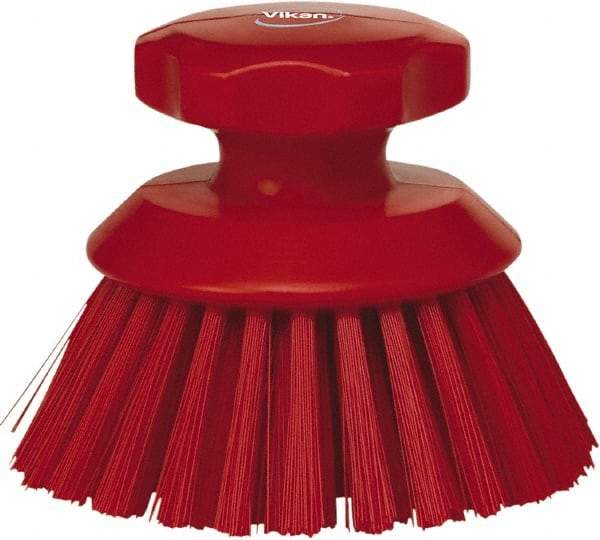 Vikan - 1-1/2" Bristle Length, Polyester Food Service Brush - 3-3/4" Long x 5" Wide Head, 5" OAL, Red, Polypropylene Block - Best Tool & Supply