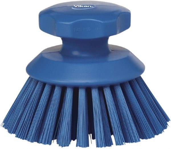 Vikan - 1-1/2" Bristle Length, Polyester Food Service Brush - 3-3/4" Long x 5" Wide Head, 5" OAL, Blue, Polypropylene Block - Best Tool & Supply