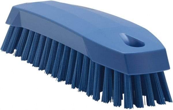 Vikan - 1" Bristle Length, Polyester Scrub Brush - 6-1/4" Long x 7" Wide Head, 7" OAL, Blue, Polypropylene Block - Best Tool & Supply