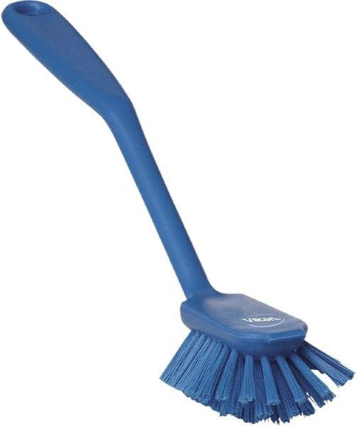 Vikan - 1" Bristle Length, Polyester Food Service Brush - 2-11/16" Long x 1" Wide Head, 10-1/2" OAL, Blue, Polypropylene Block - Best Tool & Supply