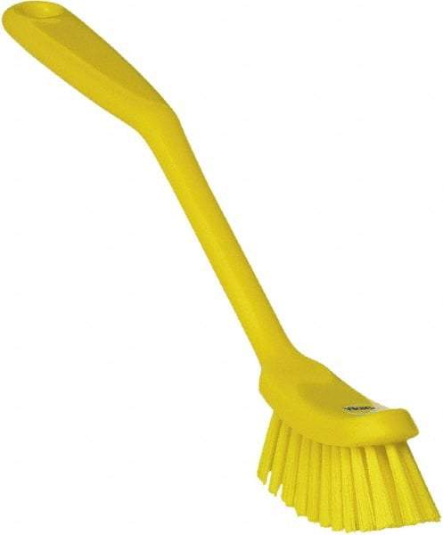 Vikan - 1" Bristle Length, Polyester Food Service Brush - 2-7/8" Long x 1" Wide Head, 11" OAL, Yellow, Polypropylene Block - Best Tool & Supply