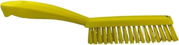 Vikan - 1.3" Bristle Length, Polyester Scrub Brush - 5-7/8" Long x 0.8" Wide Head, 11.2" OAL, Yellow, Polypropylene Block - Best Tool & Supply