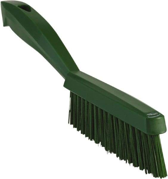 Vikan - 1.3" Bristle Length, Polyester Scrub Brush - 5-7/8" Long x 0.8" Wide Head, 11.2" OAL, Green, Polypropylene Block - Best Tool & Supply