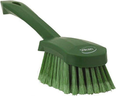 Vikan - 1.8" Bristle Length, Polyester Scrub Brush - 4-1/4" Long x 2-3/4" Wide Head, 10" OAL, Green, Polypropylene Block, Flagged - Best Tool & Supply