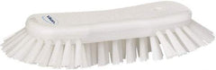 Vikan - 1.3" Bristle Length, Polyester Utility Scrub Brush - 7-3/4" Long x 3" Wide Head, 8" OAL, European Threaded Handle, White, Polypropylene Block - Best Tool & Supply