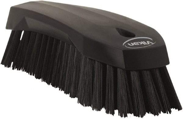 Vikan - 1.3" Bristle Length, Polyester Utility Scrub Brush - 7" Long x 3" Wide Head, 8" OAL, Black, Polypropylene Block - Best Tool & Supply