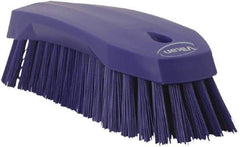 Vikan - 1.3" Bristle Length, Polyester Utility Scrub Brush - 7" Long x 3" Wide Head, 8" OAL, Purple, Polypropylene Block - Best Tool & Supply