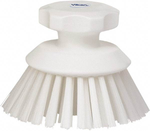 Vikan - 1-1/2" Bristle Length, Polyester Food Service Brush - 3-3/4" Long x 5" Wide Head, 5" OAL, White, Polypropylene Block - Best Tool & Supply