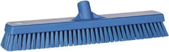 Vikan - 1.8" Bristle Length, Polyester Scrub Brush - 18" Long x 2-1/2" Wide Head, 19" OAL, European Threaded Handle, Blue, Polypropylene Block - Best Tool & Supply