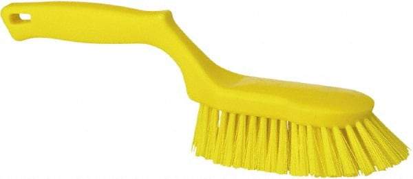 Vikan - 1-1/2" Bristle Length, Polyester Scrub Brush - 5-5/8" Long x 5" Wide Head, 13-1/2" OAL, Yellow, Polypropylene Block - Best Tool & Supply