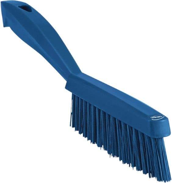 Vikan - 1.3" Bristle Length, Polyester Scrub Brush - 5-7/8" Long x 0.8" Wide Head, 11.2" OAL, Blue, Polypropylene Block - Best Tool & Supply