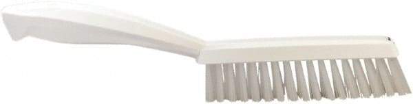 Vikan - 1.3" Bristle Length, Polyester Scrub Brush - 5-7/8" Long x 0.8" Wide Head, 11.2" OAL, White, Polypropylene Block - Best Tool & Supply