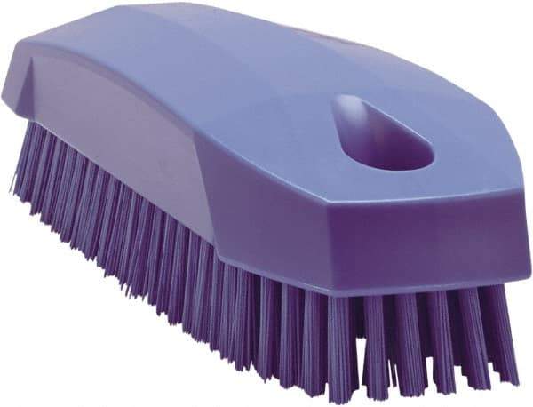 Vikan - 0.7" Bristle Length, Polyester Scrub Brush - 1-1/2" Wide Head, 4-1/2" OAL, Purple, Polypropylene Block - Best Tool & Supply