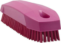 Vikan - 0.7" Bristle Length, Polyester Scrub Brush - 1-1/2" Wide Head, 4-1/2" OAL, Pink, Polypropylene Block - Best Tool & Supply