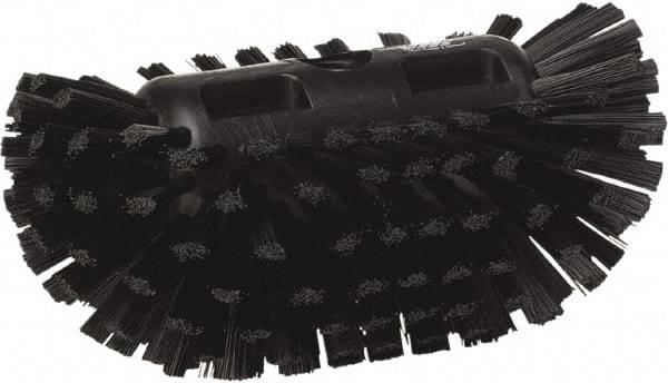 Vikan - 1-1/2" Bristle Length, Polyester Utility Scrub Brush - 5-1/2" Wide Head, 8" OAL, European Threaded Handle, Black, Polypropylene Block - Best Tool & Supply