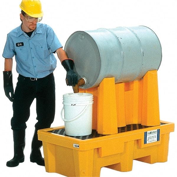 UltraTech - 66 Gal Sump, 750 Lb Capacity, 1 Drum, Polyethylene P1 Drum Rack Containment System - 52" Long x 29" Wide x 49-1/2" High, Two-Tier Drum Configuration - Best Tool & Supply