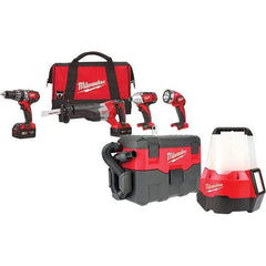 Milwaukee Tool - 18 Volt Cordless Tool Combination Kit - Includes 1/2" Hammer Drill, 1/4" Hex Impact Driver & Sawzall Reciprocating Saw, Lithium-Ion Battery Included - Best Tool & Supply