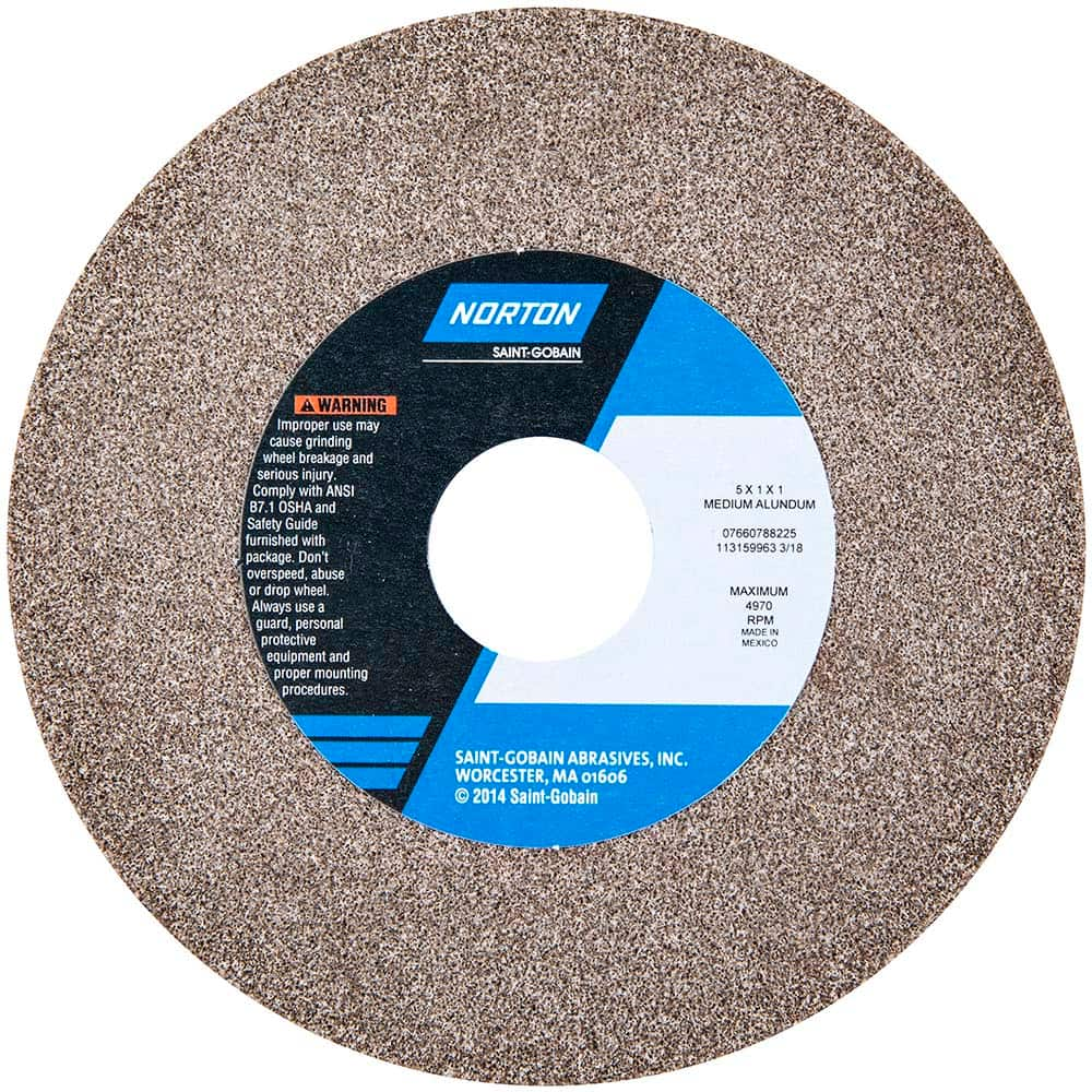 Norton - Bench & Pedestal Grinding Wheels Wheel Diameter (Inch): 5 Hole Size (Inch): 1 - Best Tool & Supply