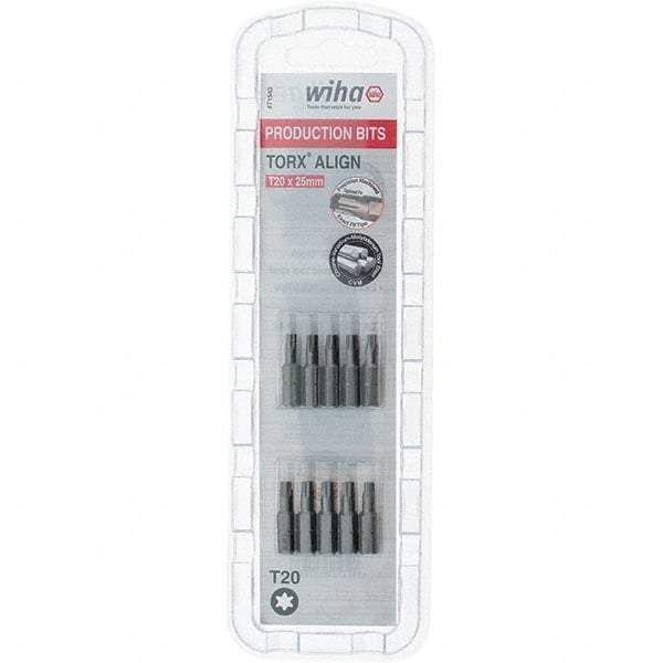 Wiha - 1/4" Drive T20 Torx Screwdriver Bit - 1" OAL, Insert Bit - Best Tool & Supply