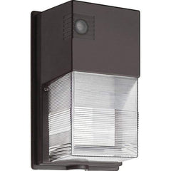 Lithonia Lighting - 18 Watt, Medium Lamp Base LED Wall Pack Light Fixture - 17" Diam Wide x 11" High x 5-1/4" Deep, Wall Mount, Aluminum Housing - Best Tool & Supply