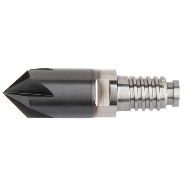 Kennametal - 10mm Diam, 2mm LOC, 4mm Chamfer Width, 4 Flute 60° Corner Chamfer - Solid Carbide, AlTiN Finish, Duo-Lock 10 Connection, Spiral Flute, 0° Helix - Best Tool & Supply