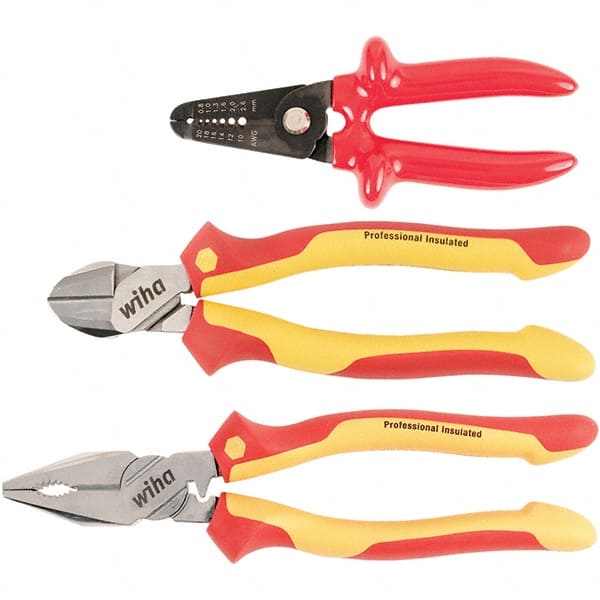 Wiha - Plier Sets Set Type: Cutting Pliers; Insulated Pliers; Wire Stripper Number of Pieces: 3 - Best Tool & Supply