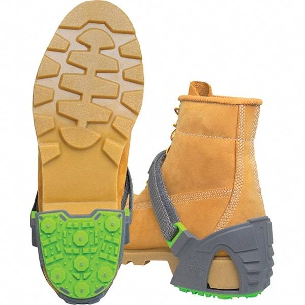 Winter Walking - Size 6.5-9, (Women's Size 8.5-11) Strap-On Cleat - Tungsten Carbide Stud Traction, Green & Gray - Best Tool & Supply