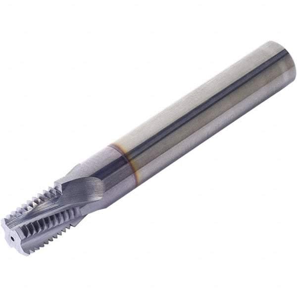 Vargus - 1/8-27 NPTF, 7.65mm Cutting Diam, 3 Flute, Solid Carbide Helical Flute Thread Mill - Internal/External Thread, 9.88mm LOC, 61mm OAL, 8mm Shank Diam - Best Tool & Supply