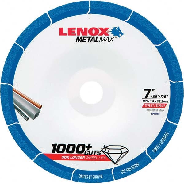 Lenox - Depressed-Center Wheels Wheel Diameter (Inch): 7 Wheel Thickness (Decimal Inch): 0.0600 - Best Tool & Supply