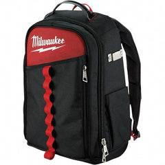 Milwaukee Tool - 22 Pocket Black & Red Ballistic Nylon Backpack Tool Bag - 11" Wide x 7-7/8" Deep x 19-5/8" High - Best Tool & Supply